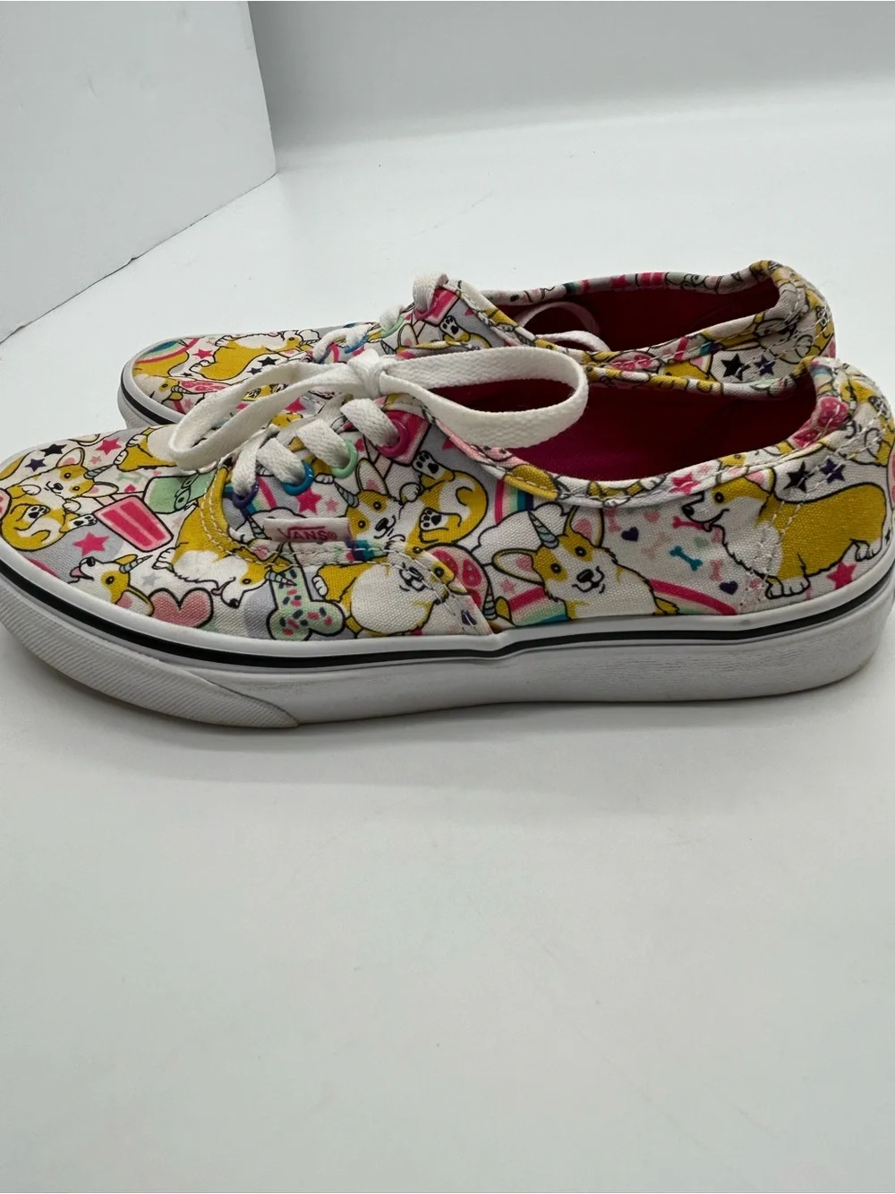 Vans Kids' Corgi Print Canvas Sneakers - Yellow/Pink size 5